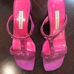 Ann Marino Pink Mules - Size 6M - Beaded - Gently used